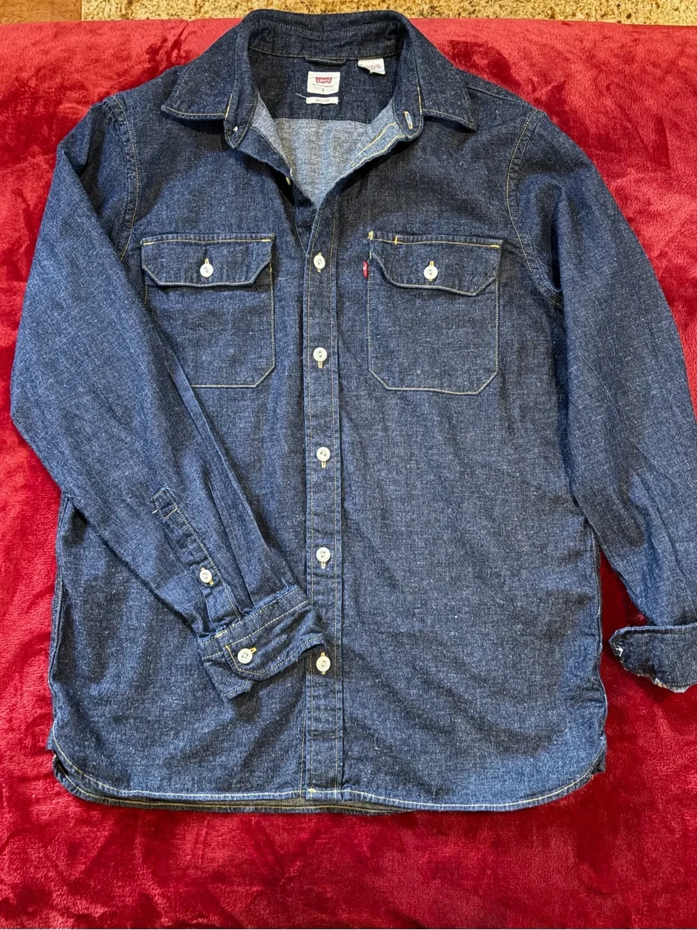 Levi's Men's Dark Blue Denim Button-Up Shirt